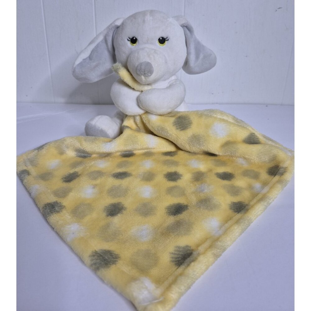 Little Beginnings White Puppy Dog Plush Lovey Security Blanket Yellow Gray